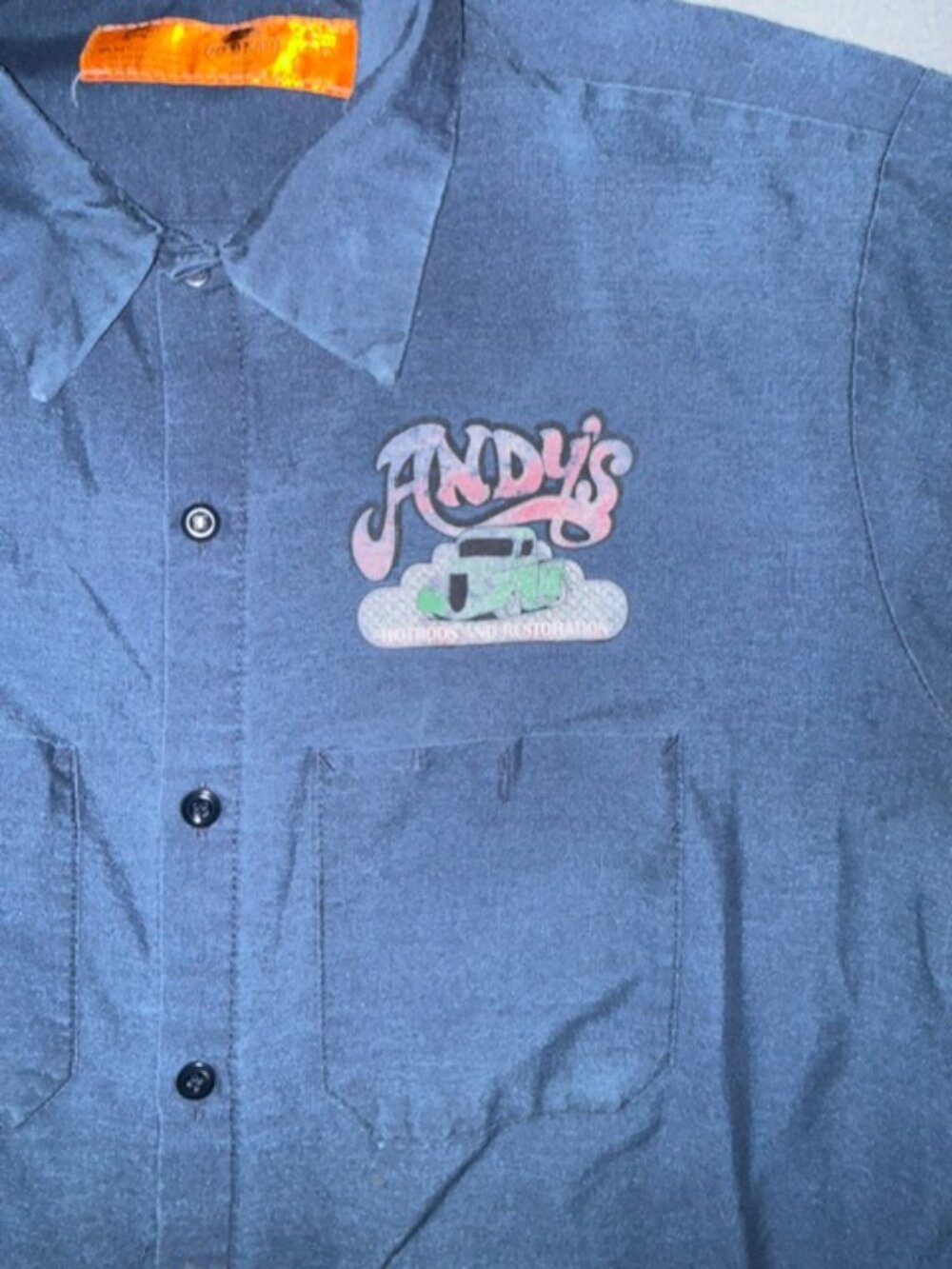 Red Kap Mens Work Shirt Large Blue Short Sleeve Button Front Pocket - Picture 2 of 6